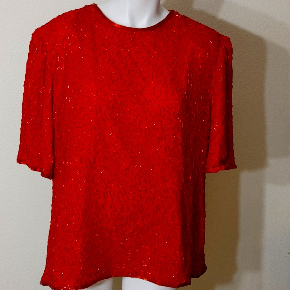 Lourece kazar New York beaded embroidery blouse.
